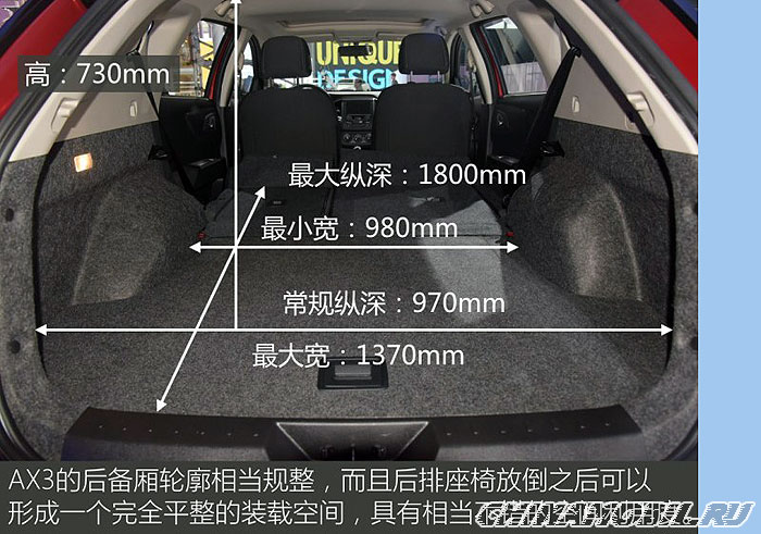 Dongfeng AX3: Trunk size