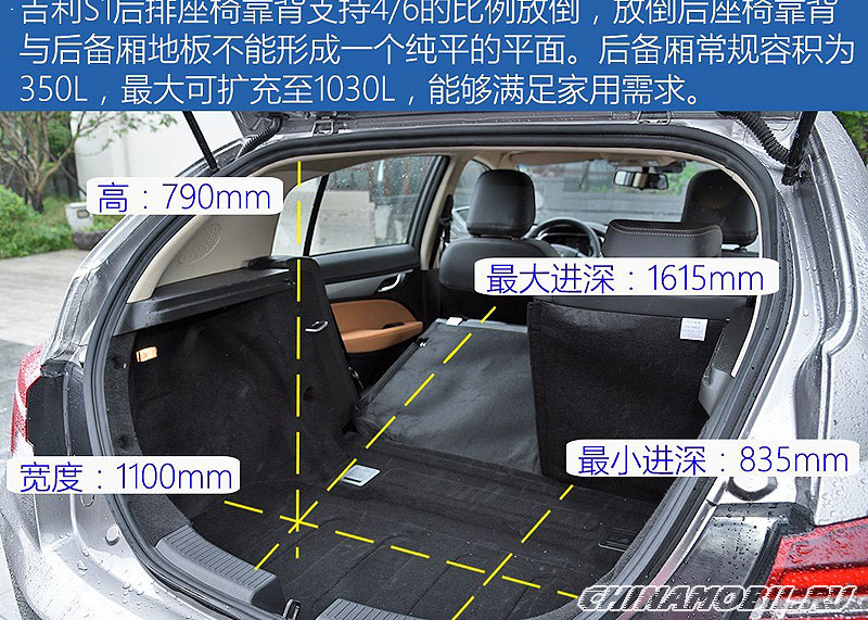 Geely S1: Trunk size
